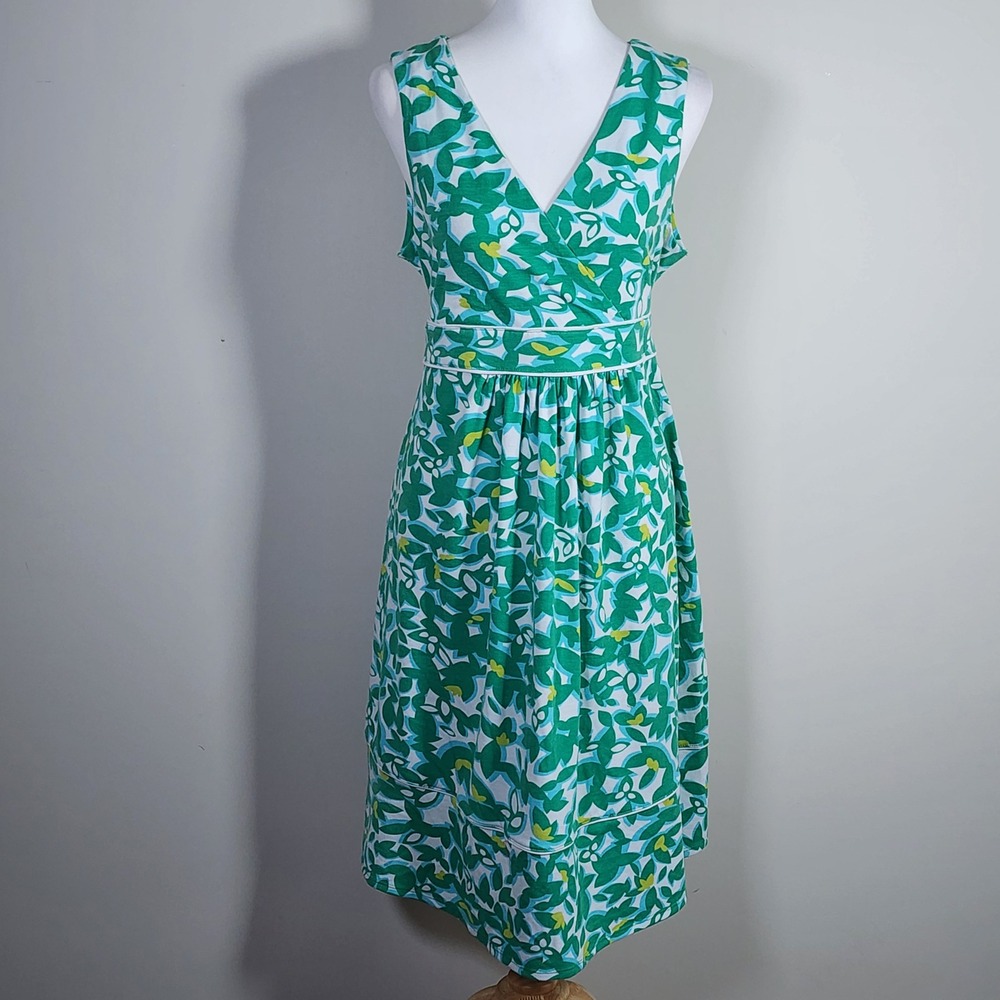 Maternity Floral Faux Wrap Dress Womens Medium Green Office Wedding Shower Chic